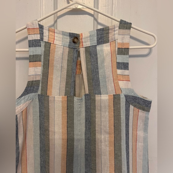 For Cynthia women’s linen blend striped shift dress XS side buttons & pockets - Picture 4 of 9